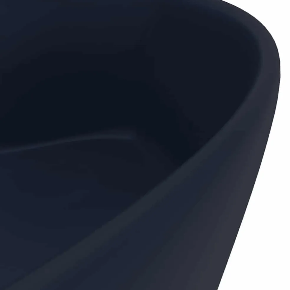 vidaXL Wastafel met overloop 36x13 cm keramiek mat donkerblauw