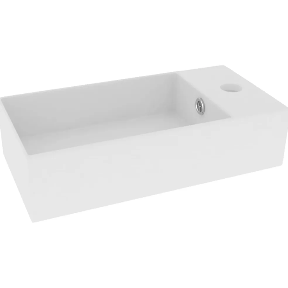 vidaXL Wastafel met overloop keramiek matwit