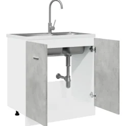 vidaXL Wastafelonderkast Lyon 80x46x81,5 cm bewerkt hout betongrijs