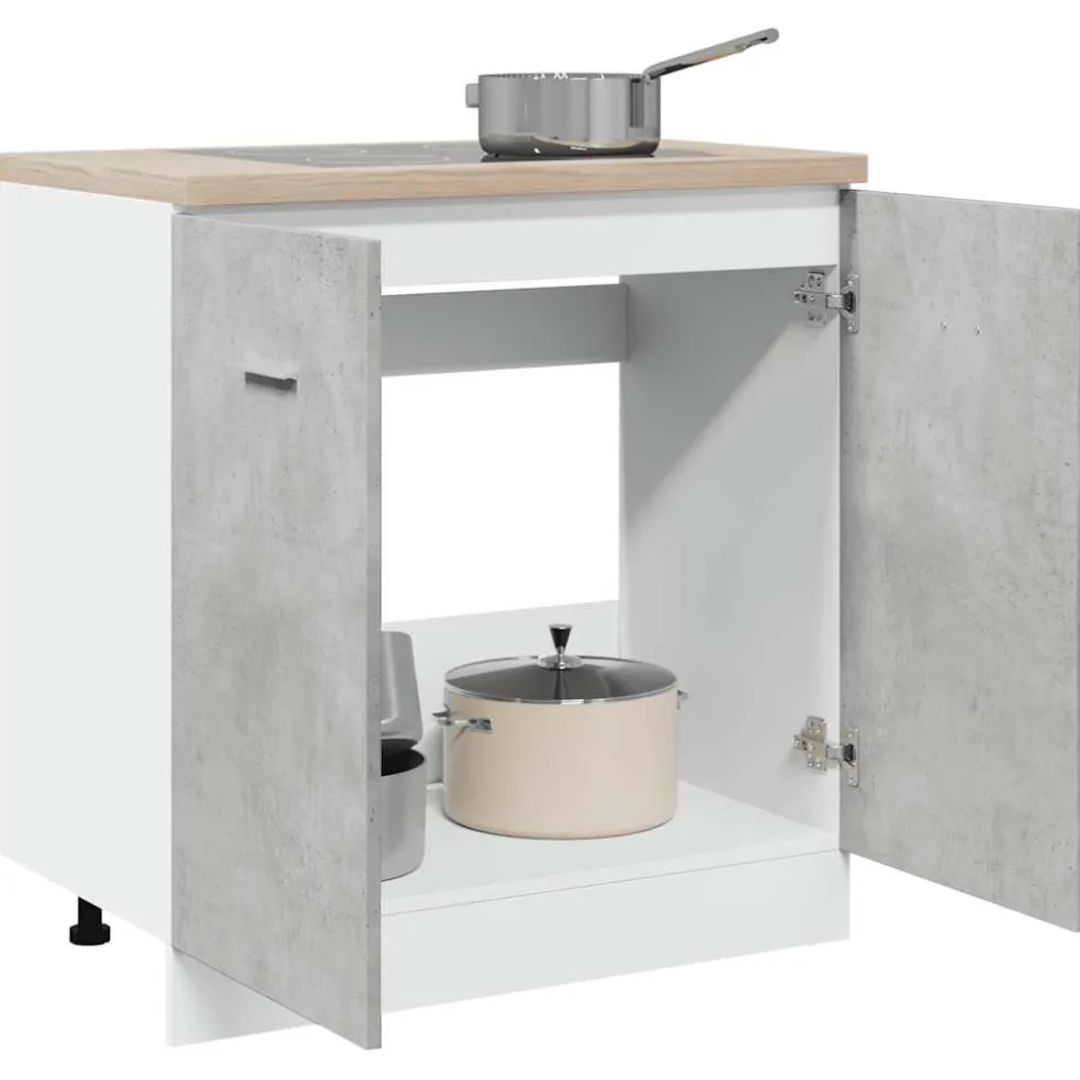 vidaXL Wastafelonderkast Lyon 80x46x81,5 cm bewerkt hout betongrijs