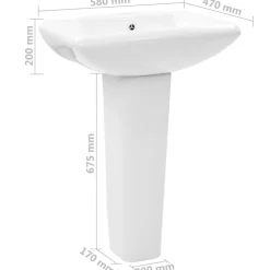 vidaXL Wastafel op voet vrijstaand 580x470x200 mm keramiek wit