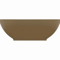 vidaXL Wastafel ovaal 40x33 cm keramiek matcrème