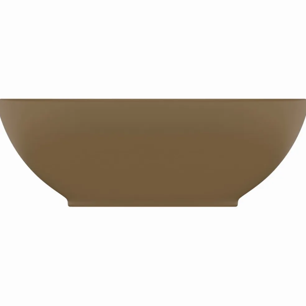 vidaXL Wastafel ovaal 40x33 cm keramiek matcrème