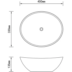 vidaXL Wastafel ovaal 40x33 cm keramiek matcrème
