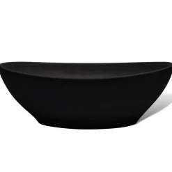 vidaXL Wastafel ovaal 40x33 cm keramiek zwart