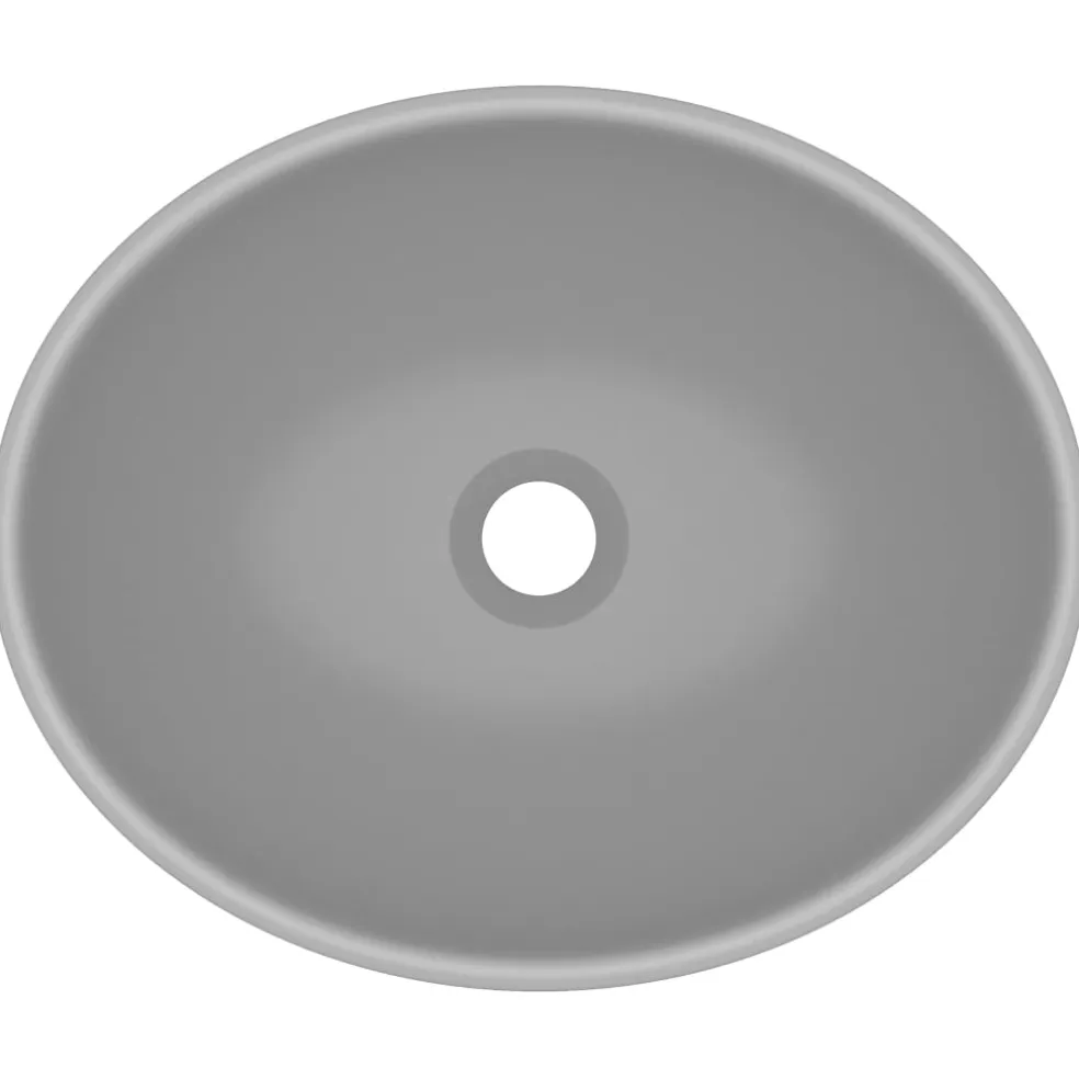 vidaXL Wastafel ovaal 40x33 cm keramiek mat lichtgrijs