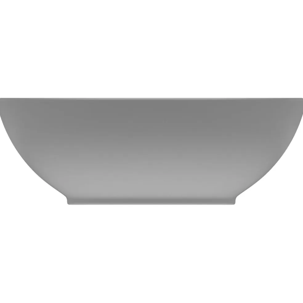 vidaXL Wastafel ovaal 40x33 cm keramiek mat lichtgrijs
