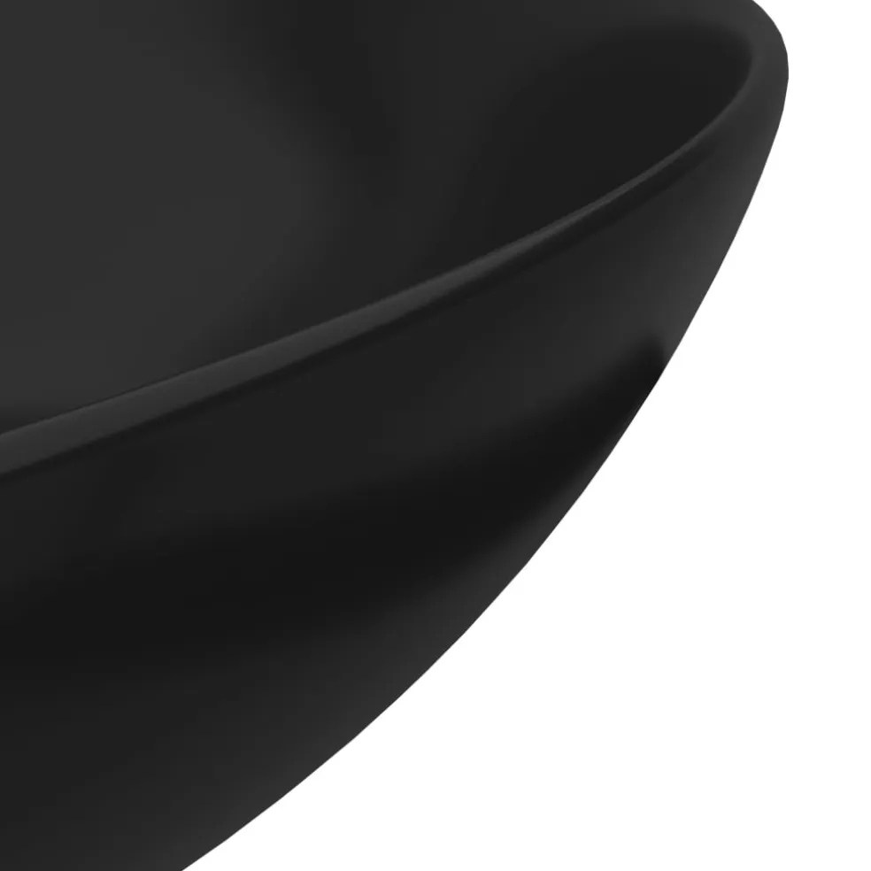 vidaXL Wastafel rond keramiek matzwart