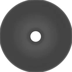 vidaXL Wastafel rond keramiek donkergrijs