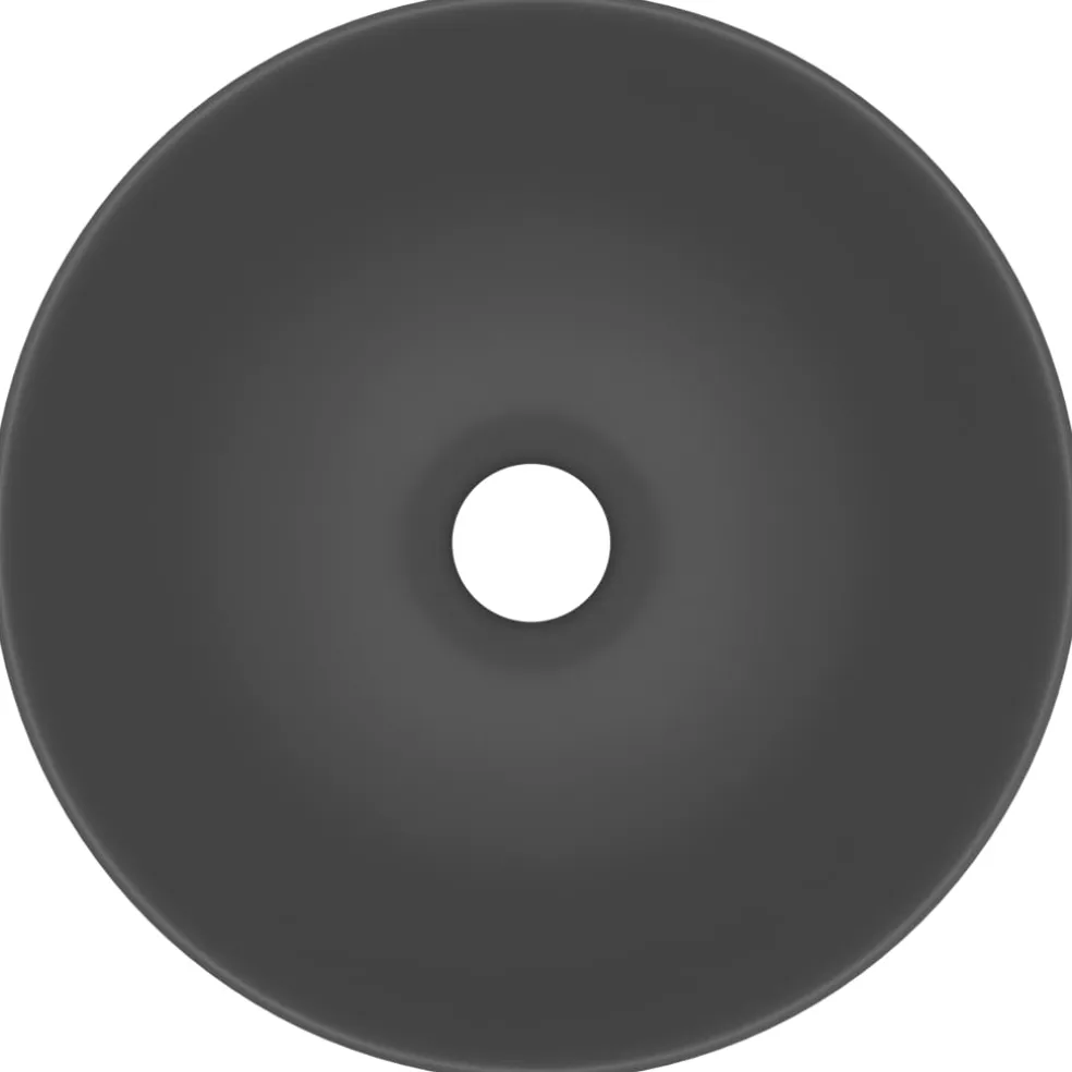 vidaXL Wastafel rond keramiek donkergrijs