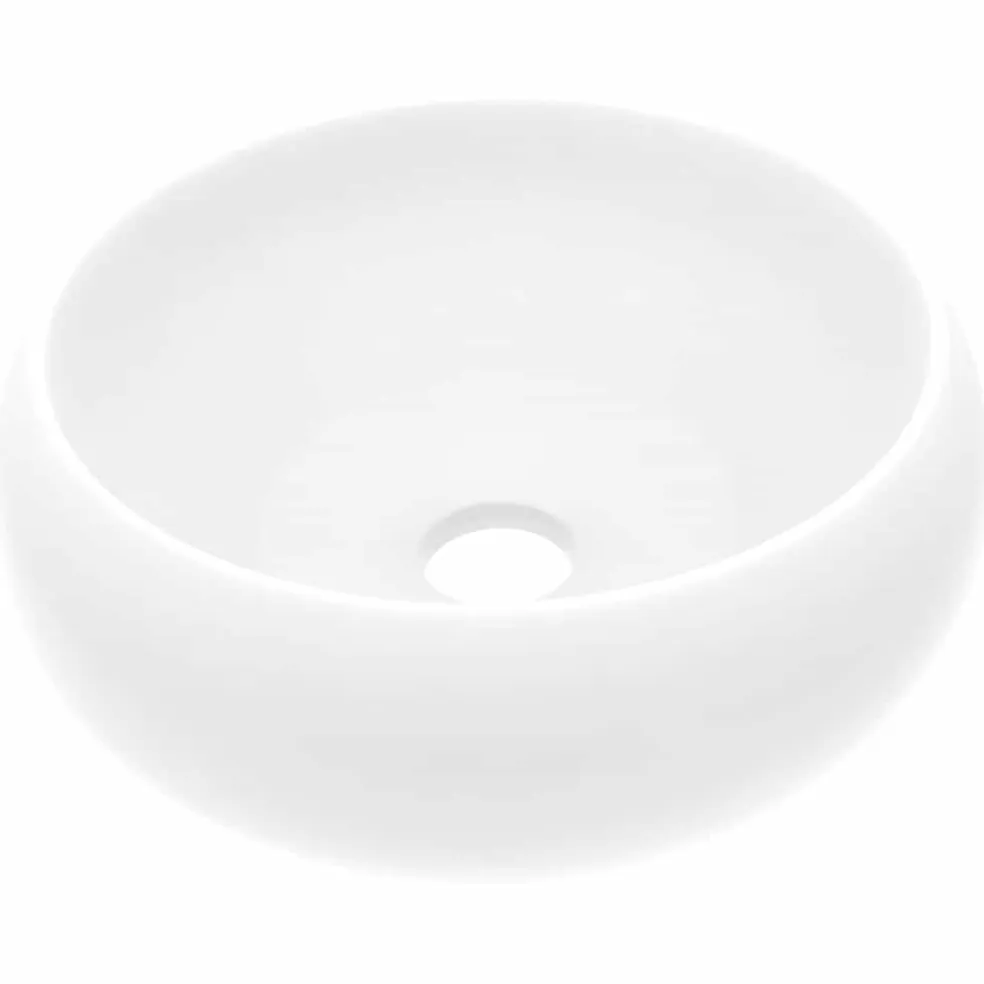 vidaXL Wastafel rond 40x15 cm keramiek matwit