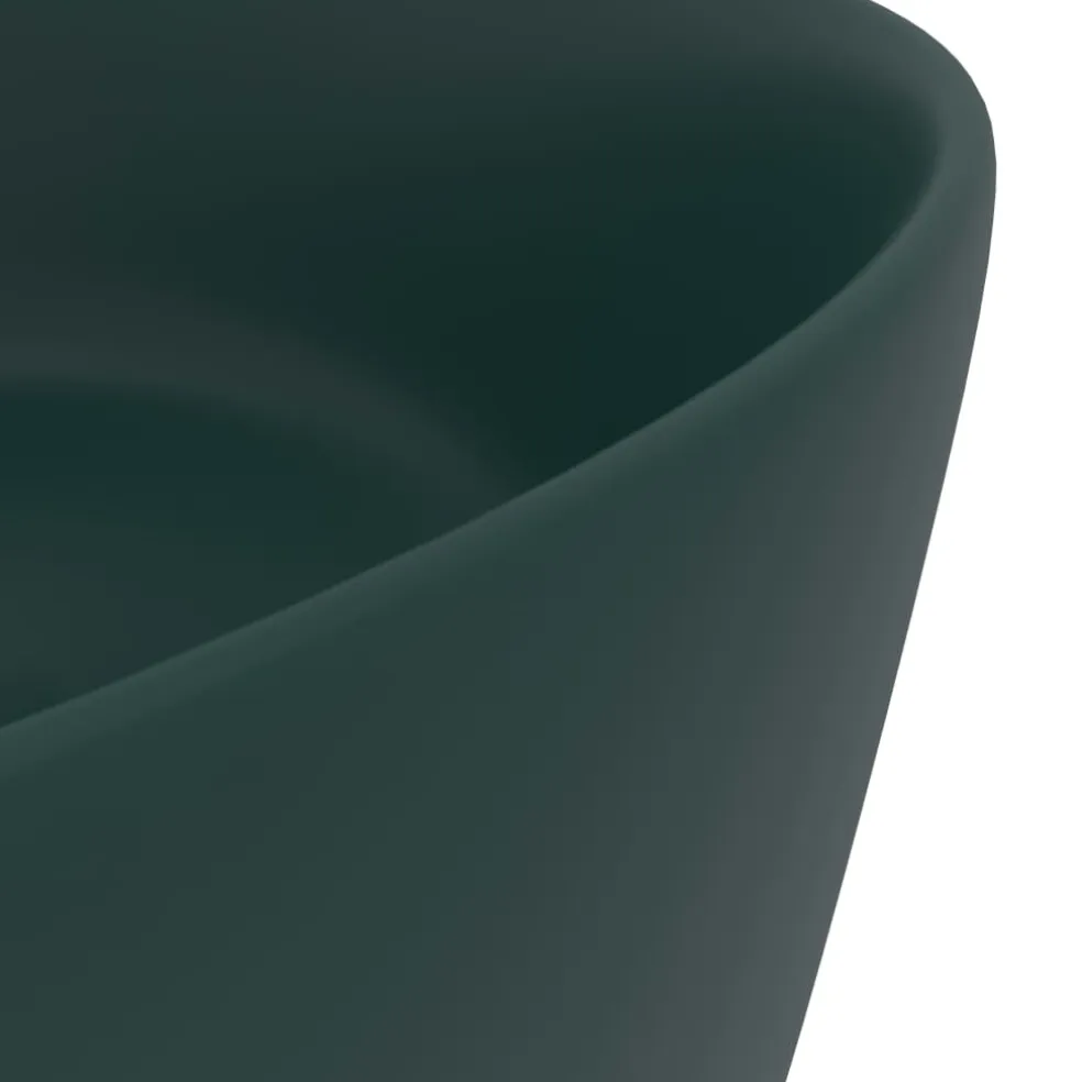 vidaXL Wastafel rond 40x15 cm keramiek mat donkergroen