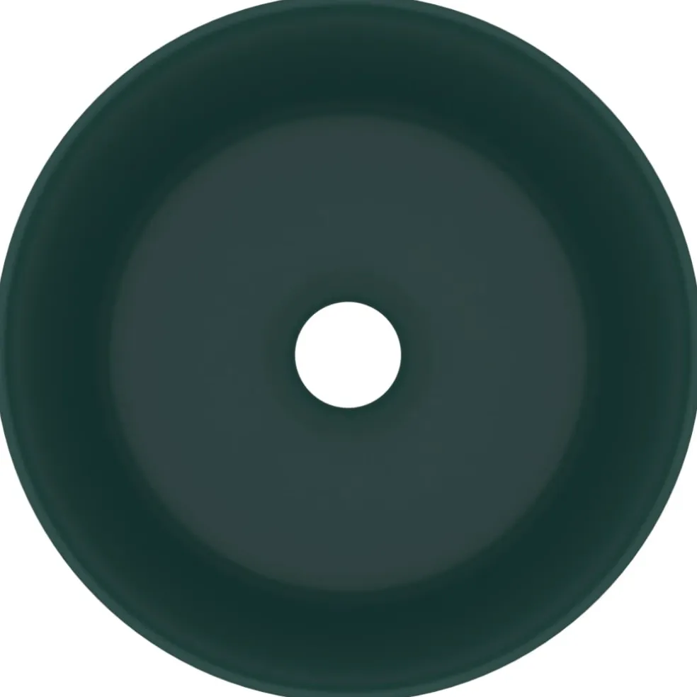 vidaXL Wastafel rond 40x15 cm keramiek mat donkergroen