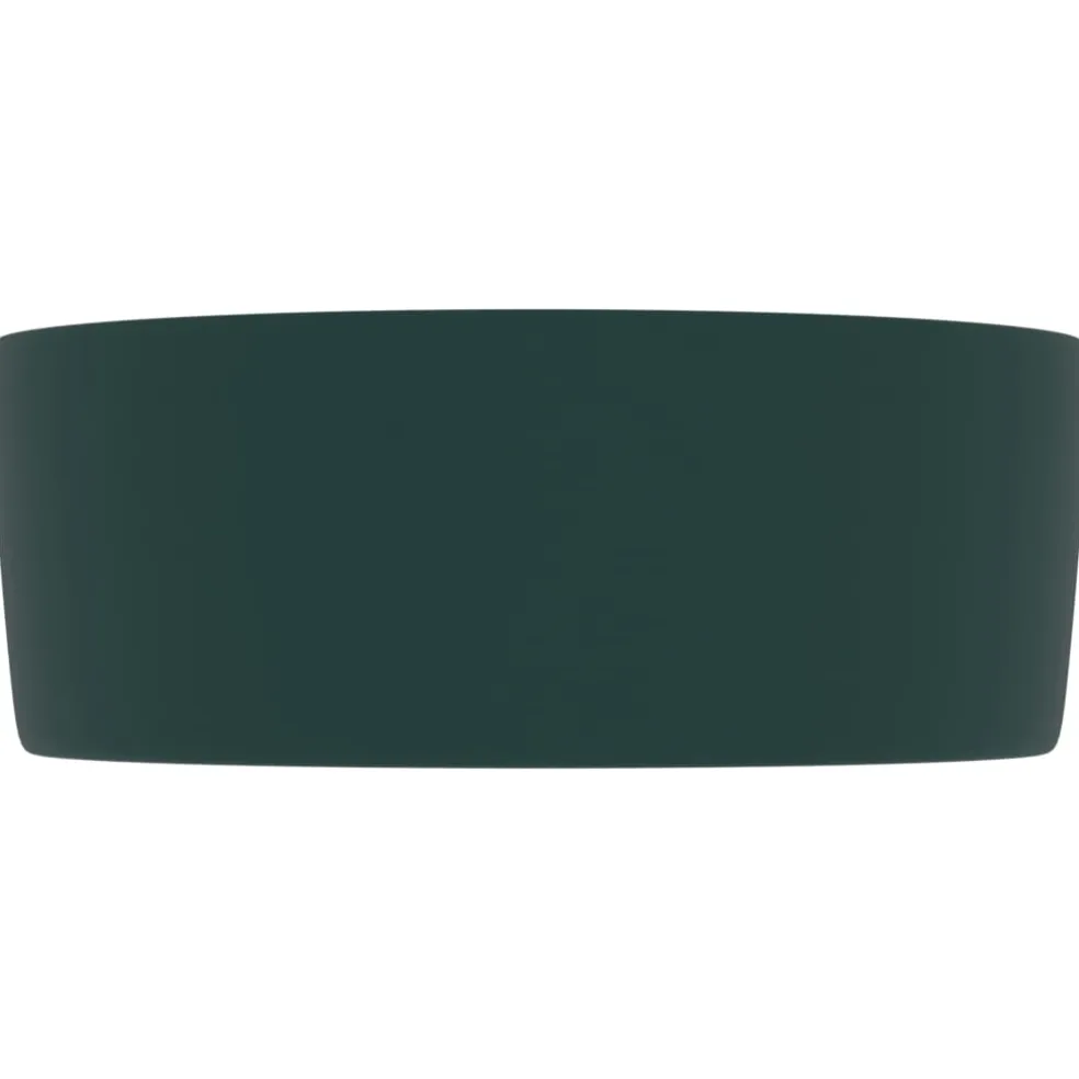 vidaXL Wastafel rond 40x15 cm keramiek mat donkergroen