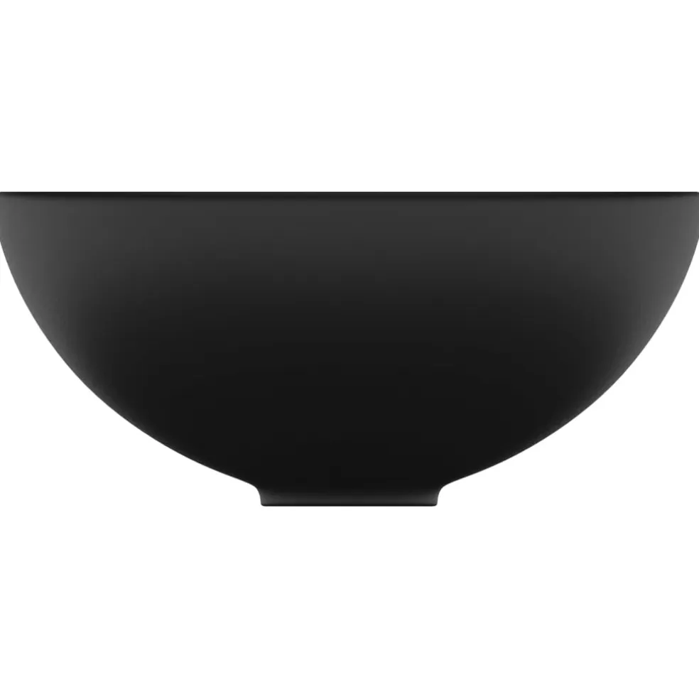 vidaXL Wastafel rond 32,5x14 cm keramiek matzwart