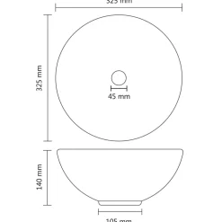 vidaXL Wastafel rond 32,5x14 cm keramiek matzwart