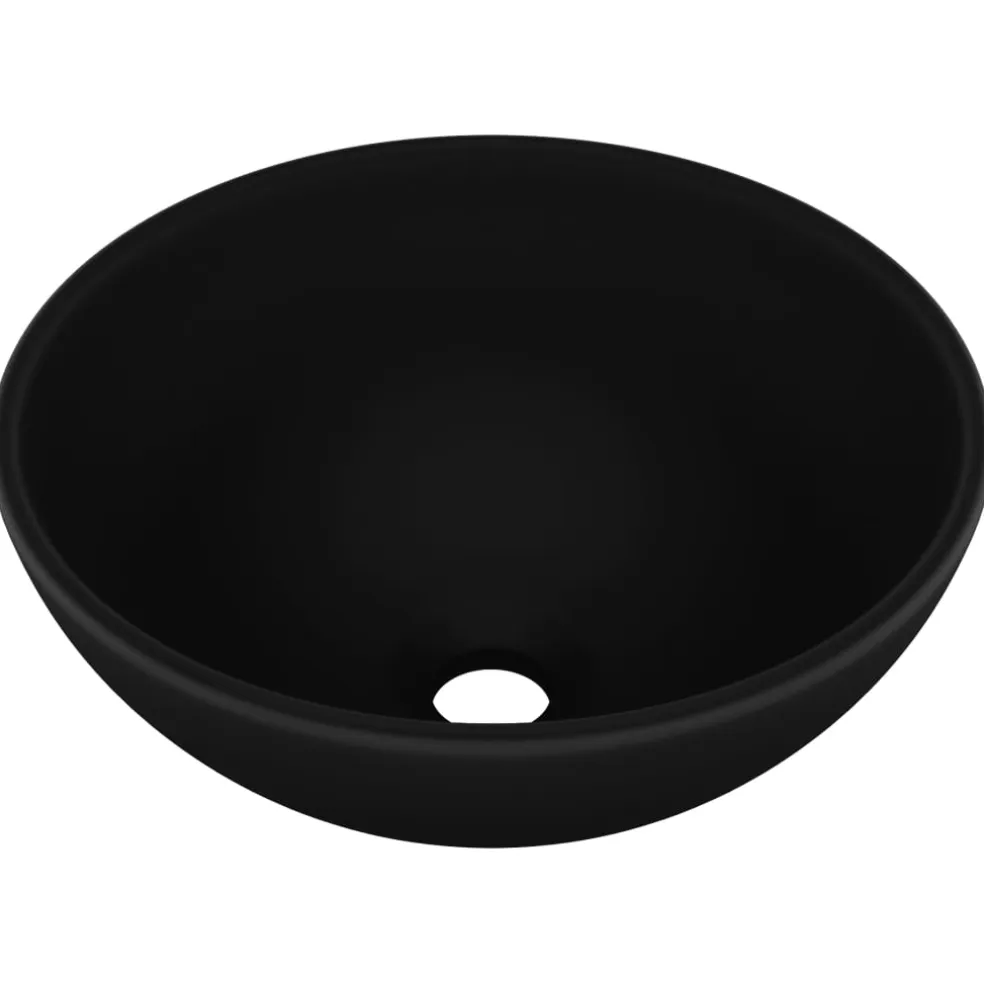 vidaXL Wastafel rond 32,5x14 cm keramiek matzwart