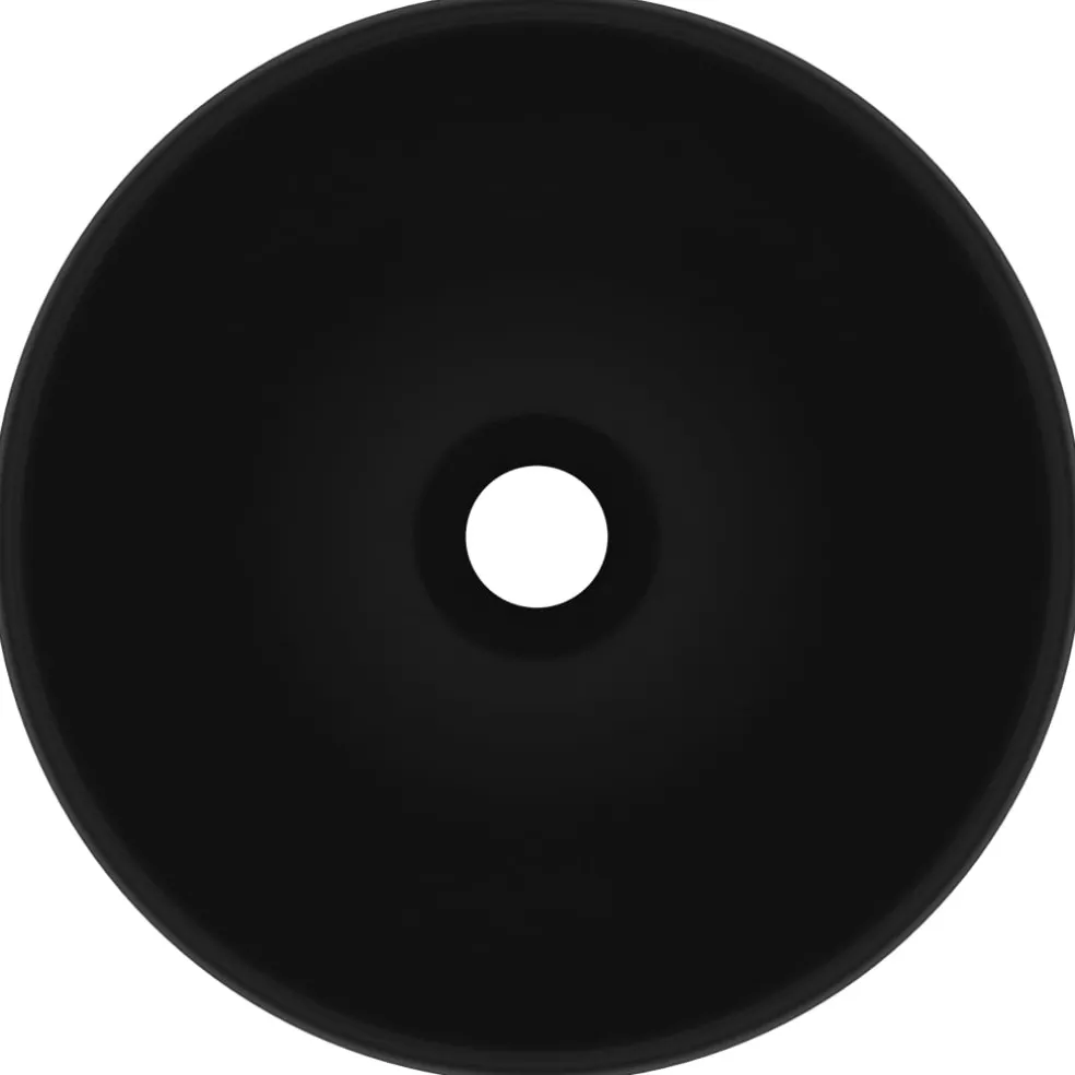 vidaXL Wastafel rond 32,5x14 cm keramiek matzwart