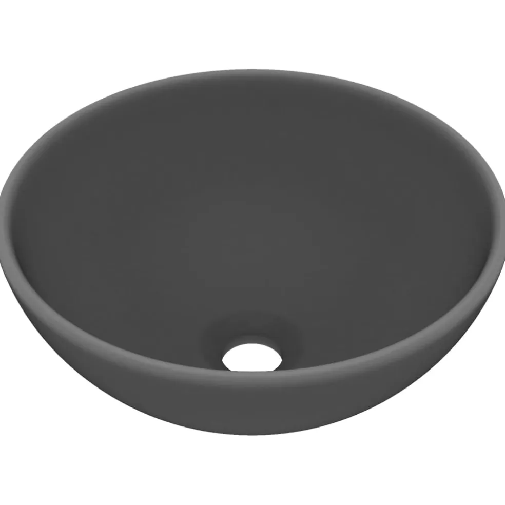 vidaXL Wastafel rond 32,5x14 cm keramiek mat donkergrijs