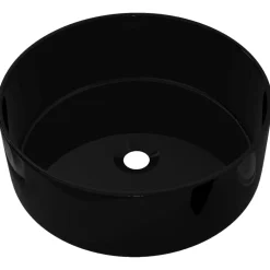 vidaXL Wastafel rond 40x15 cm keramiek zwart