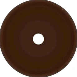 vidaXL Wastafel rond 40x15 cm keramiek mat donkerbruin