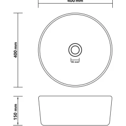 vidaXL Wastafel rond 40x15 cm keramiek mat donkergrijs