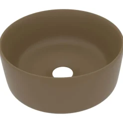 vidaXL Wastafel rond 40x15 cm keramiek matcrème