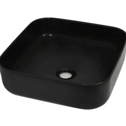 vidaXL Wastafel vierkant 38x38x13,5 cm keramiek zwart