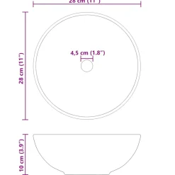 vidaXL Wastafel Ø28x10 cm keramiek glanzend zwart