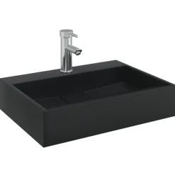 vidaXL Wastafel 50x38x11 cm gegoten mineraal/marmer matzwart