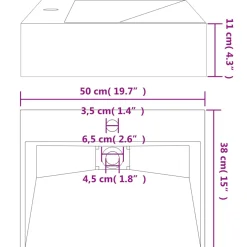 vidaXL Wastafel 50x38x11 cm gegoten mineraal/marmer matzwart
