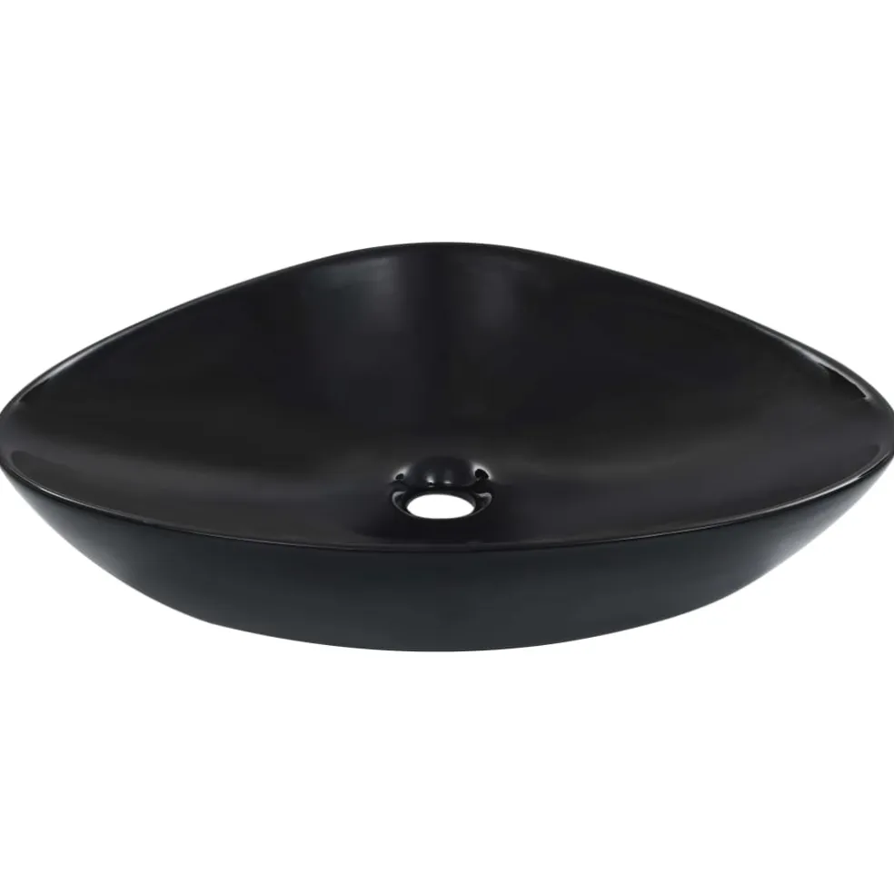 vidaXL Wastafel 58,5x39x14 cm keramiek zwart