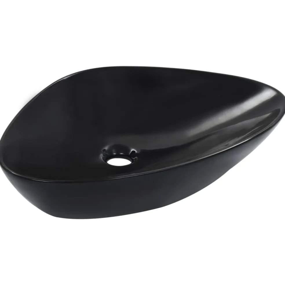 vidaXL Wastafel 58,5x39x14 cm keramiek zwart