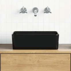 vidaXL Wastafel 40x30x13 cm keramiek zwart