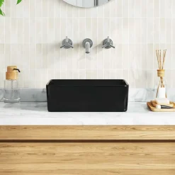 vidaXL Wastafel 40x30x13 cm keramiek zwart