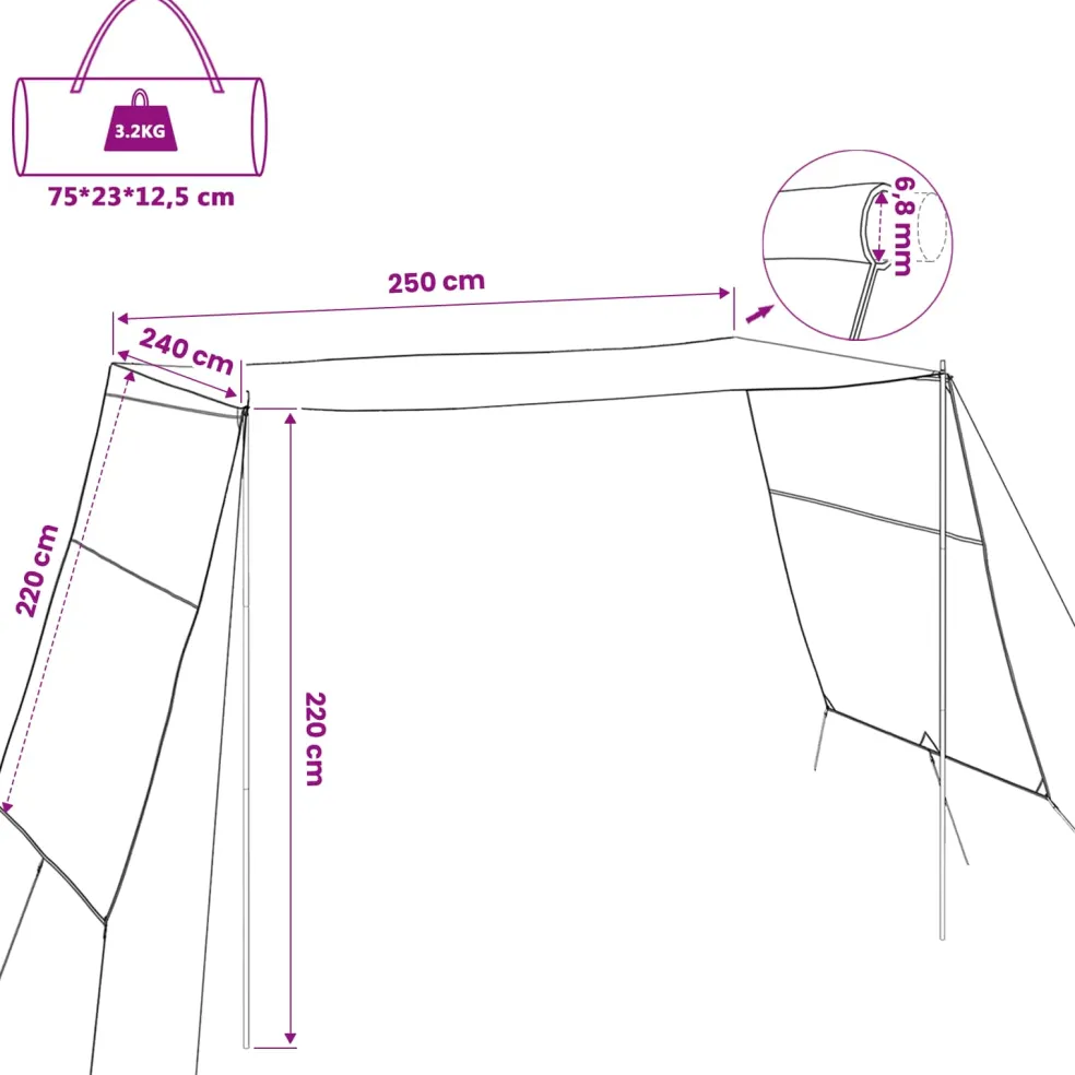 vidaXL Waterbestendige Tarp Blauw 250 x 240 x 220 cm
