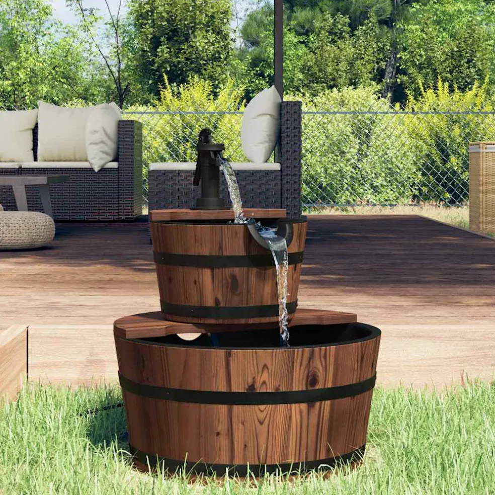 vidaXL Waterfontein met pomp 44,5x44,5x58 cm massief vurenhout