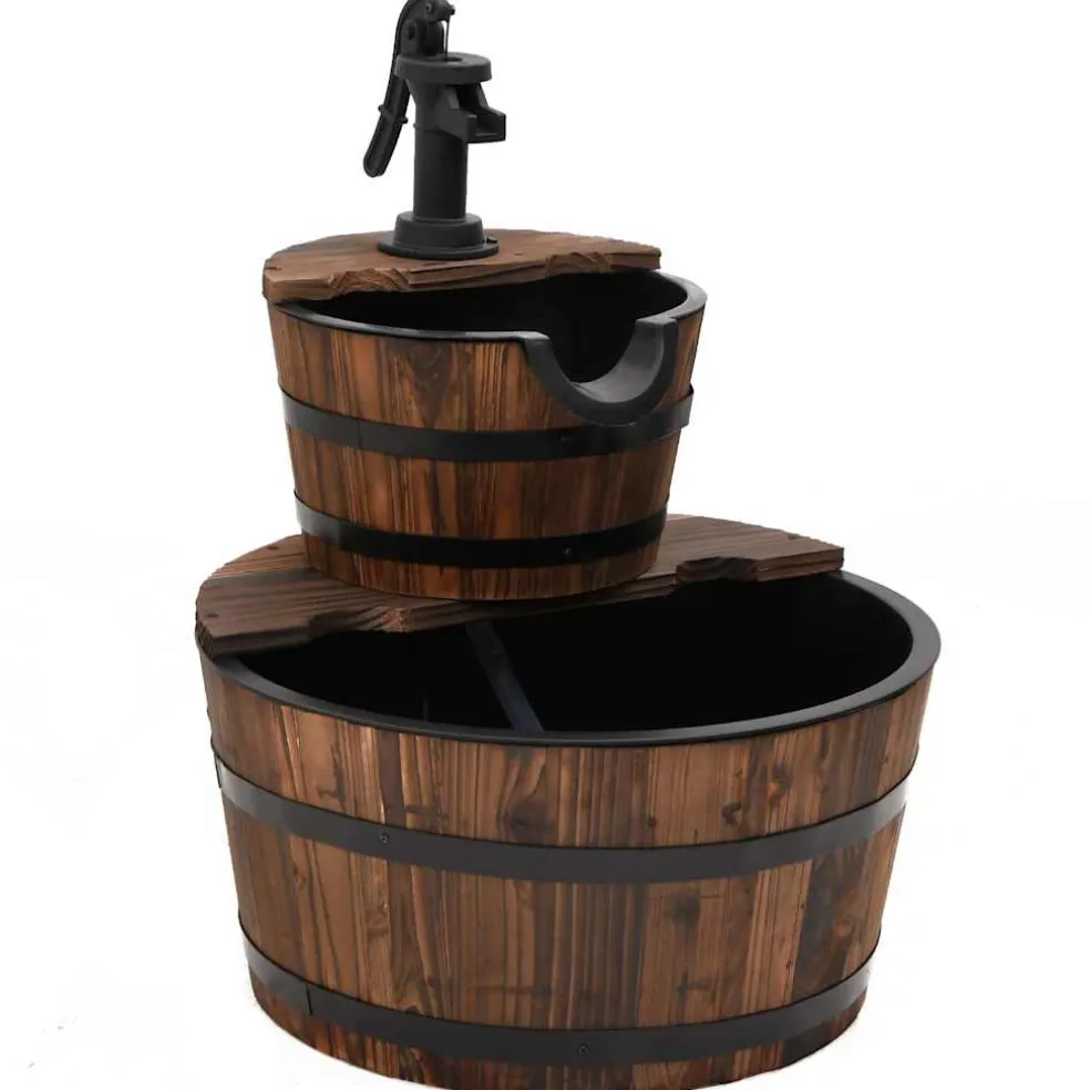 vidaXL Waterfontein met pomp 44,5x44,5x58 cm massief vurenhout