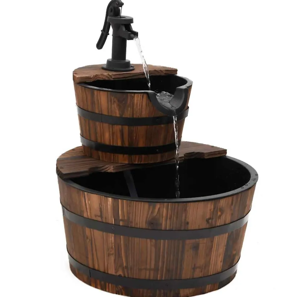 vidaXL Waterfontein met pomp 44,5x44,5x58 cm massief vurenhout