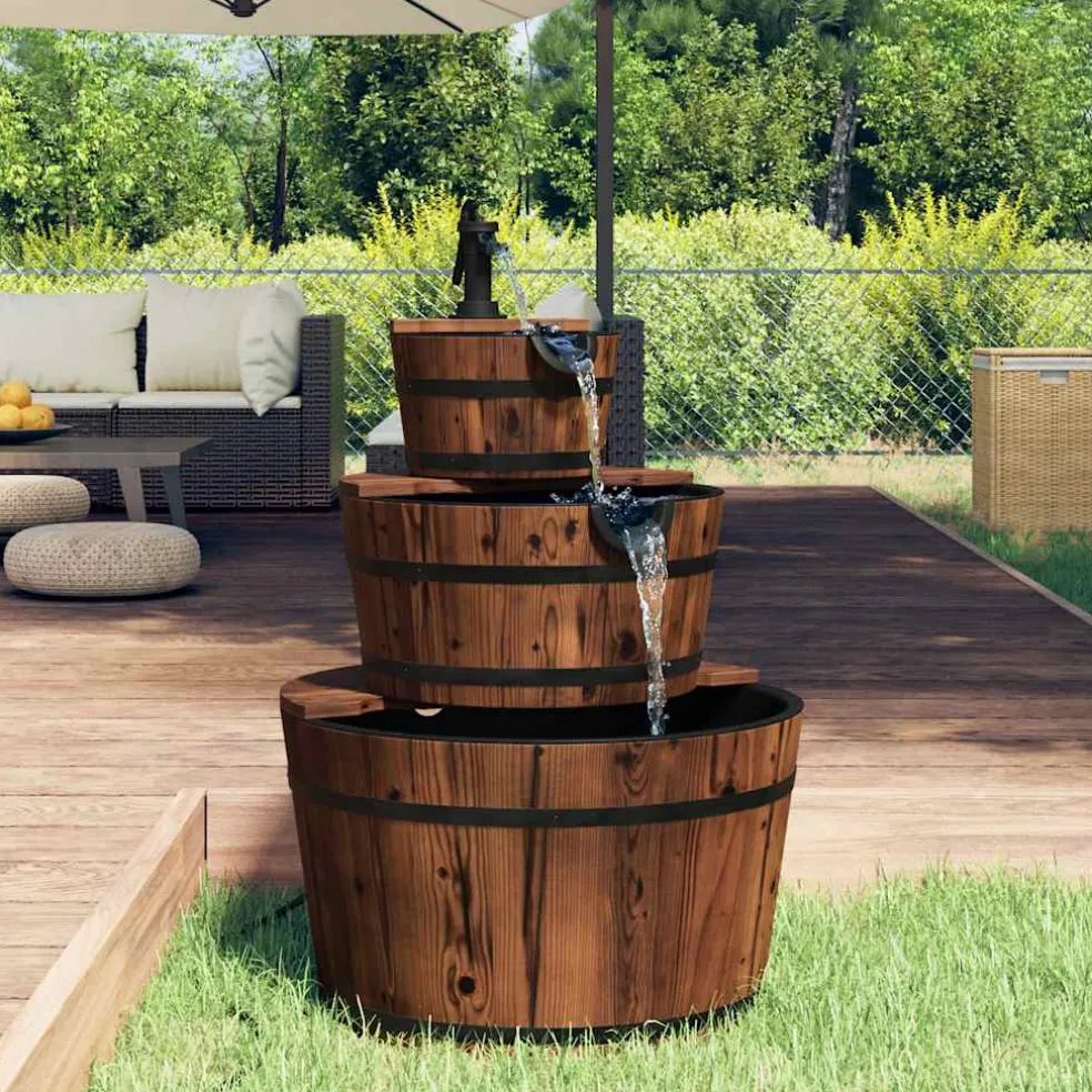 vidaXL Waterfontein met pomp 60x60x94 cm massief vurenhout