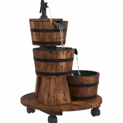 vidaXL Waterfontein met pomp en wieltjes 55x55x80 cm massief vurenhout