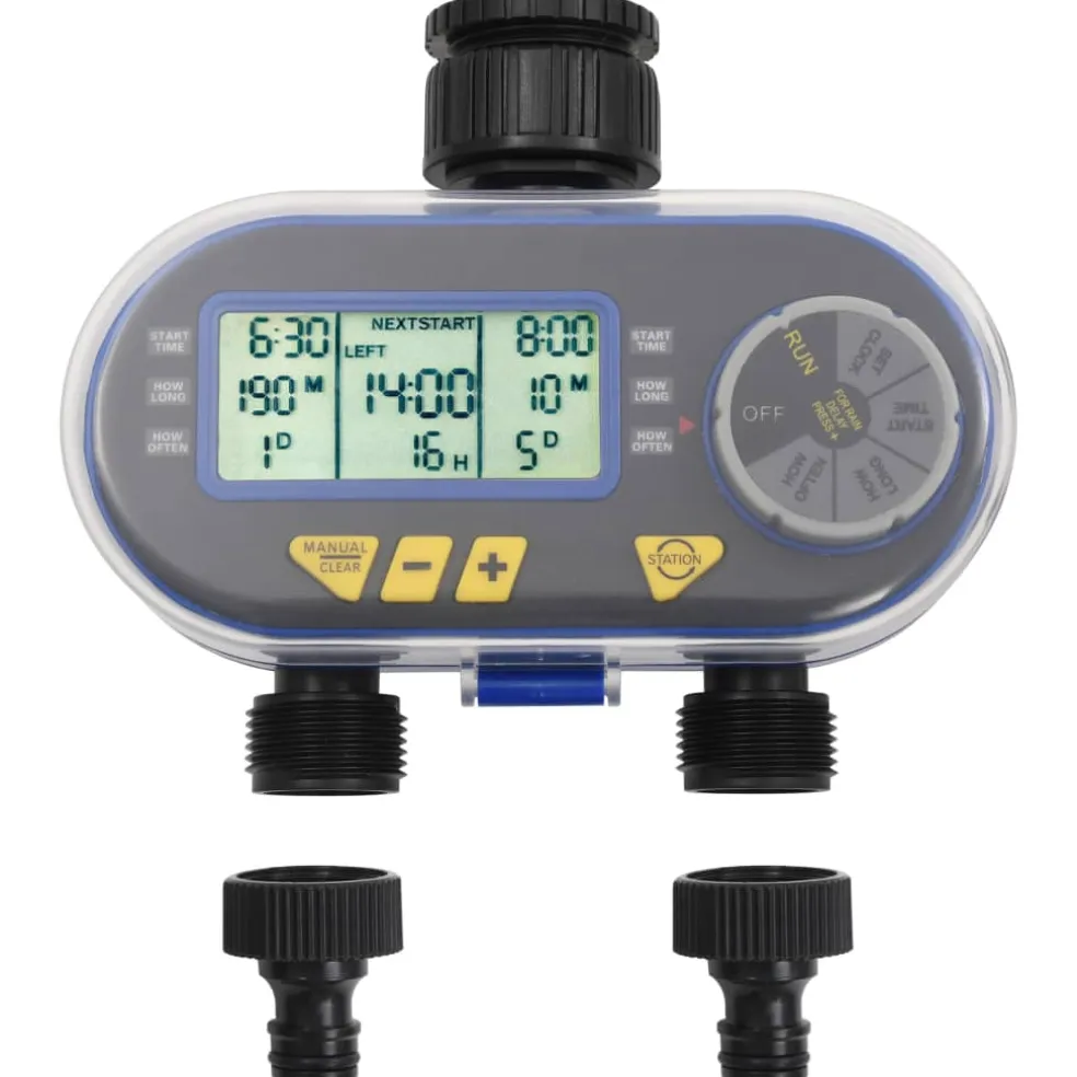 vidaXL Watertimer met dubbele uitgang automatisch digitaal