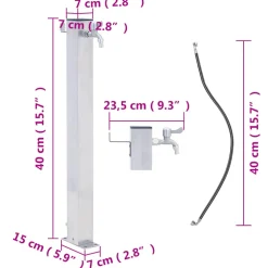 vidaXL Waterzuil vierkant 40 cm roestvrij staal
