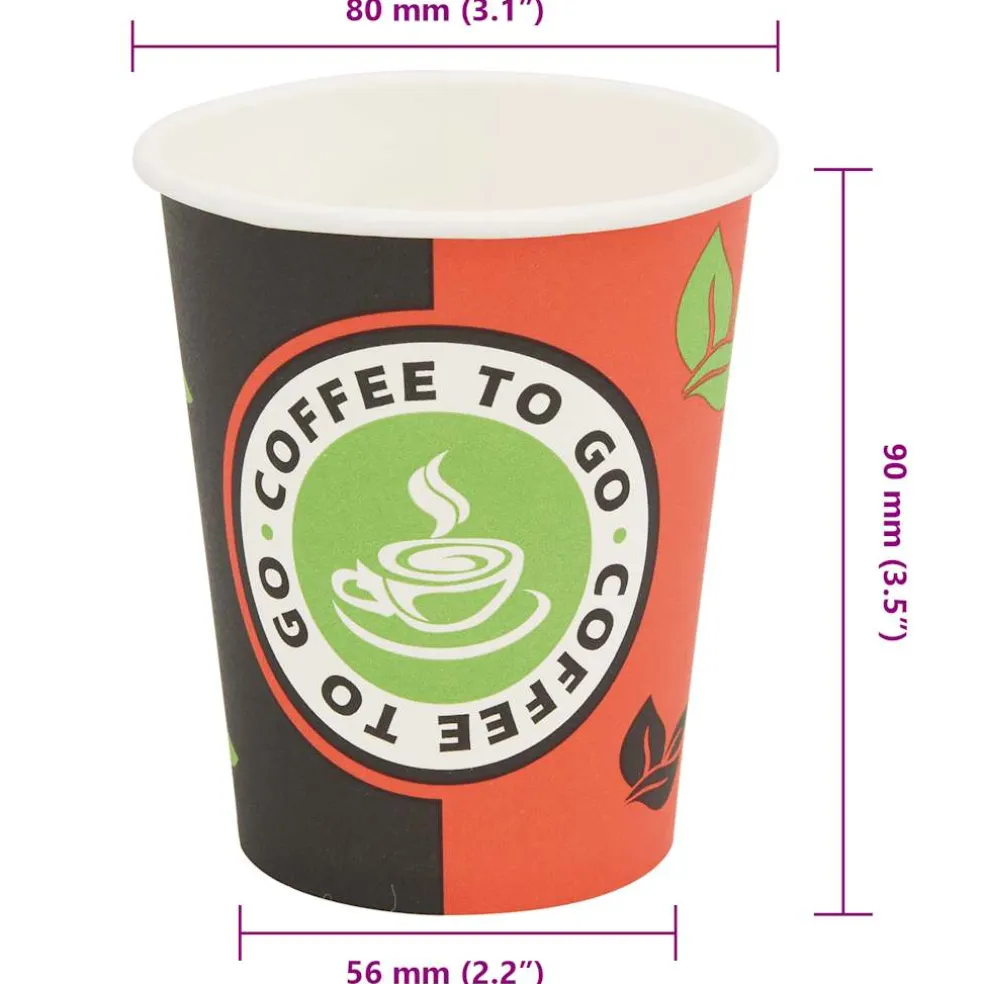 vidaXL Wegwerp koffiebekers papier 240 ml (8 oz) 1000 st