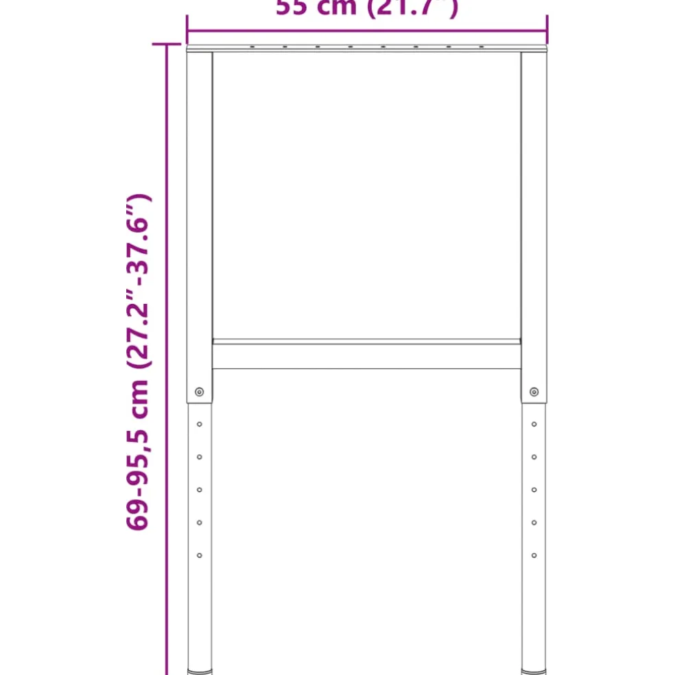 vidaXL Werkbankframes verstelbaar 2 st 55x(69-95,5) cm metaal grijs