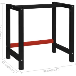 vidaXL Werkbankframe 80x57x79 cm metaal zwart en rood