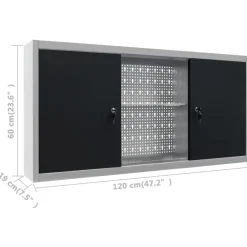 vidaXL Werkbank met drie wandpanelen en een kast