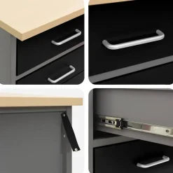 vidaXL Werkbank met lade met opslag Zwart en Grijs 50 x 55 x 85 cm