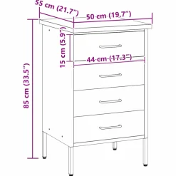 vidaXL Werkbank met lade met opslag Zwart en Grijs 50 x 55 x 85 cm