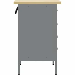 vidaXL Werkbank met lade met opslag Zwart en Grijs 50 x 55 x 85 cm